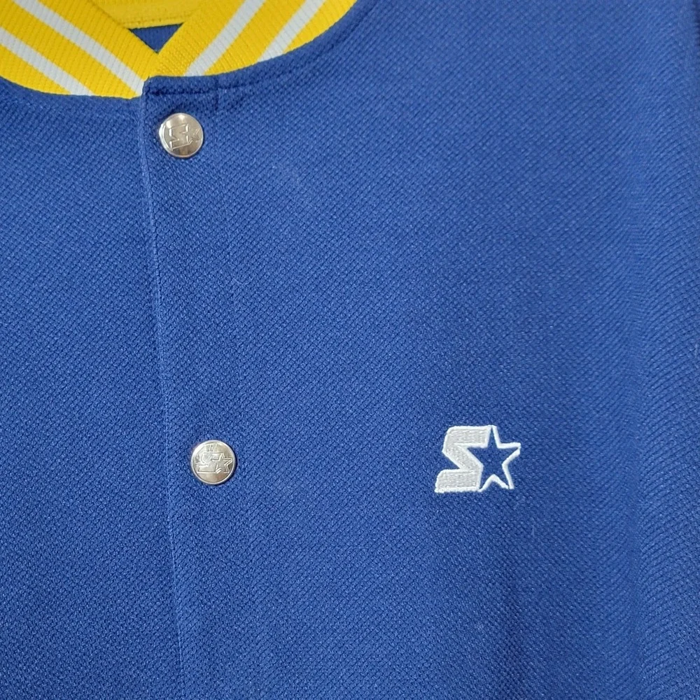 Vintage Y2k 90s Starter Black Label Navy And Yellow Snap Button Up Sz XL NBA MLB